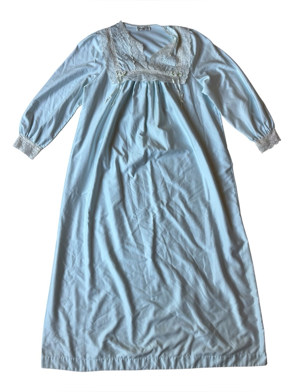 Vintage Christian Dior Lingerie Baby Blue Nightgown Lace Detail Womens Medium